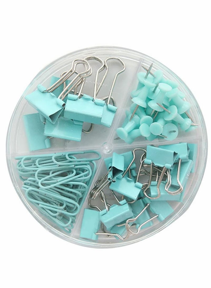 Y&D 72pcs Blue Binder Set, Multifunctional Combination Stationery Office Supplies to Dovetail Clip Metal Paper Multipurpose Thumbtacks Document Long Tail Clips - Image 1