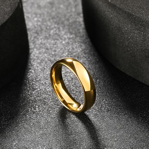 King Will 6mm 24k Gold Plated High Polished Comfort Fit Domed Tungsten Ring Wedding Band 11 - Image 3
