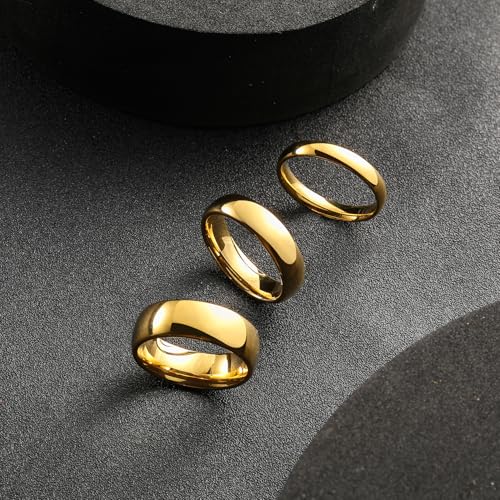 King Will 6mm 24k Gold Plated High Polished Comfort Fit Domed Tungsten Ring Wedding Band 11 - Image 2