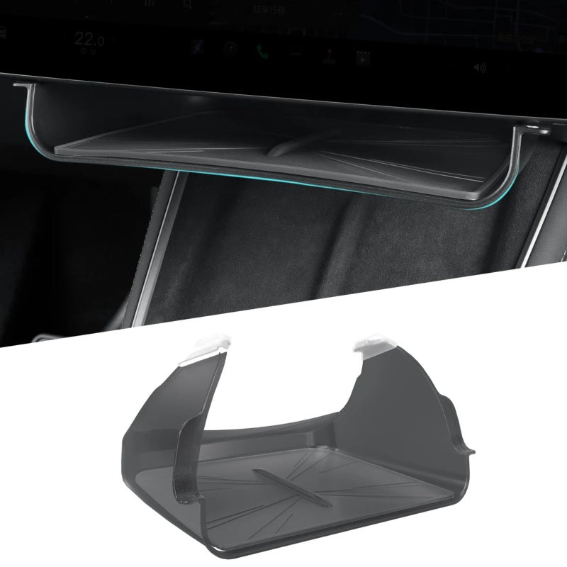 Qlhshop Under Screen Storage Compatible with 2025 2026 New Tesla Model Y Juniper  Model 3 Highland Center Console Organizer Tray Hidden Compartment Hanging Box Interior Accessories  ABS Black