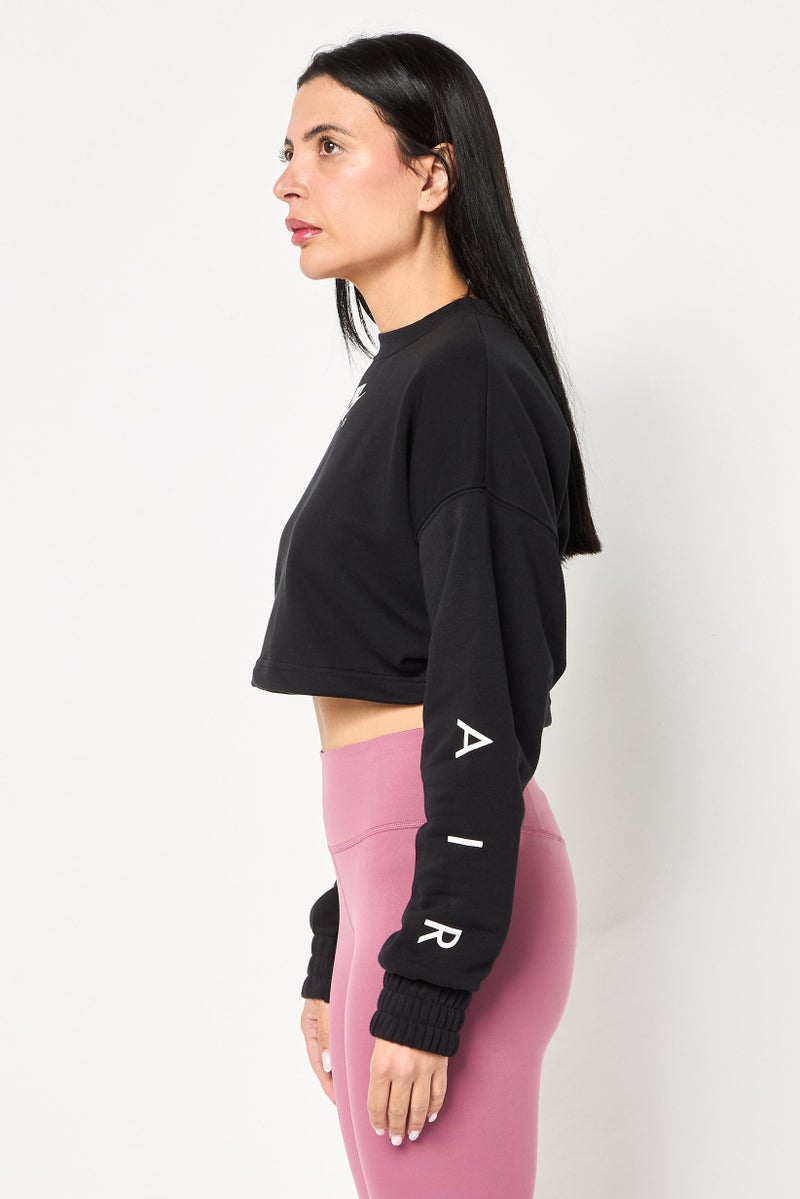 Nike Women Air Oversized Fit Long Sleeve Outdoor Crop Sweatshirt, Black - Image 3