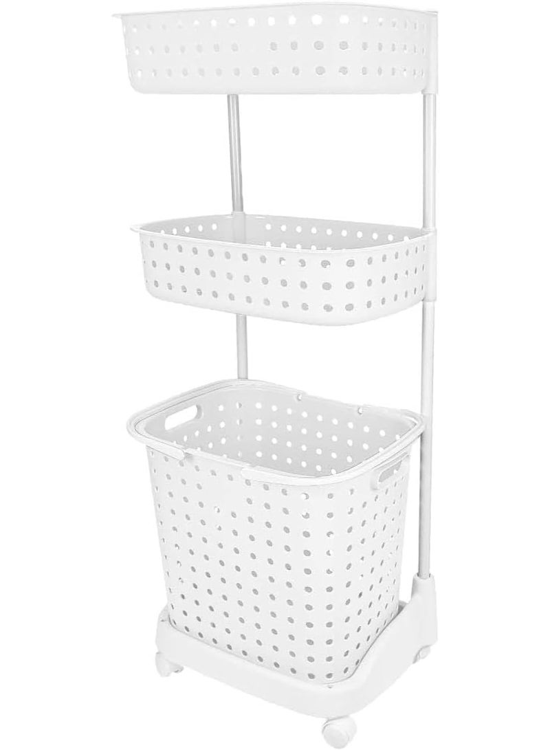 DubaiGallery Multi-Layer Laundry Hamper with Wheels – Removable Storage Baskets for Clothes, Towels, and Toys - Image 1