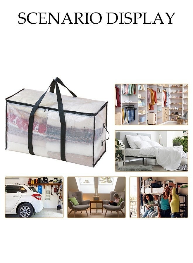 3 Pack Clear Plastic Clothes Storage Bags with Handles, 72L, Foldable, for Bedding & Toys - Image 4