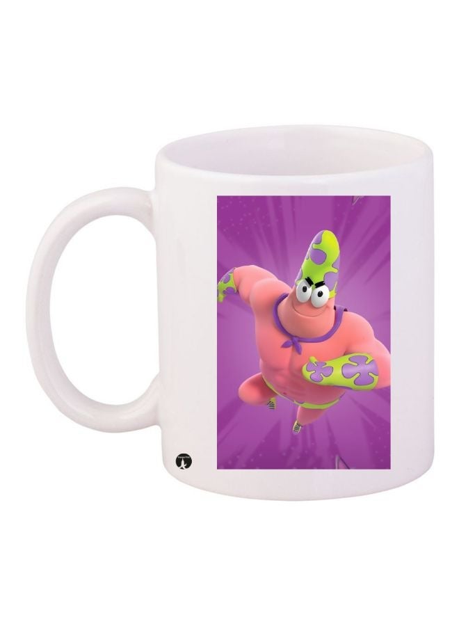 RYN Cartoon Printed Coffee Mug White/Purple/Green 11ounce