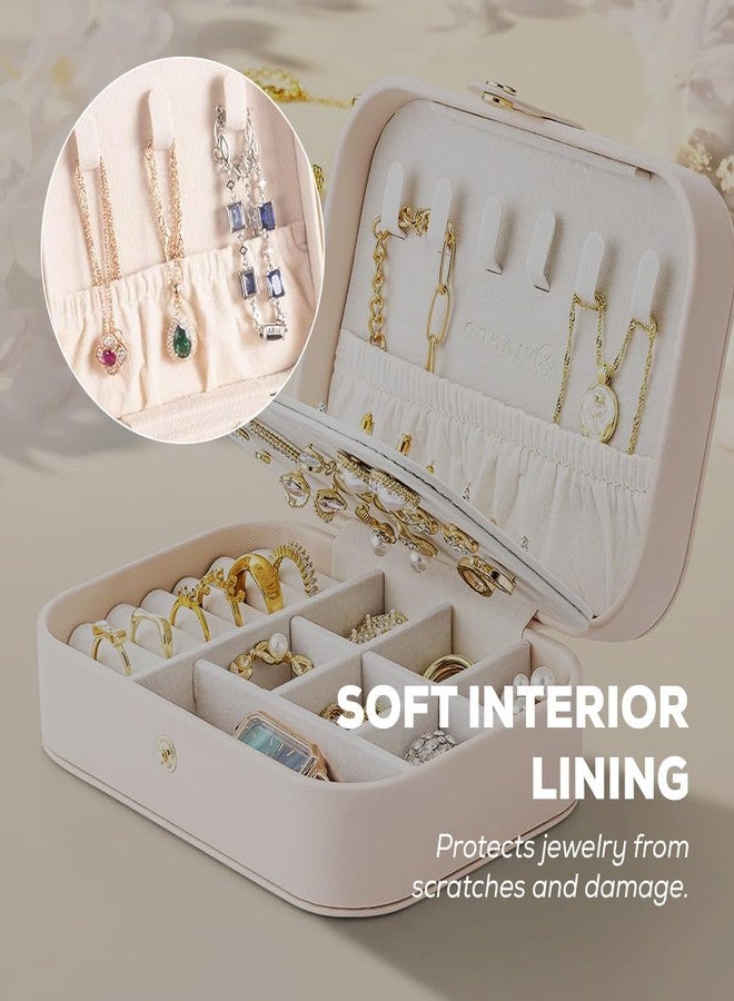 Multibrite Travel Jewellery Case Pink, PU Leather Jewellery Organiser Box Two Layer Portable Small Jewelry Secure Closer Storage Holder for Rings Earrings Necklaces Mini Zipper Jewellery Box for Women - Image 4