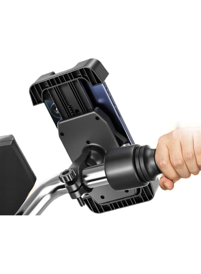 Move Iron Bicycle Phone Holder, Electric Bike Motorcycle Food Delivery Navigation Quick-Lock Phone Mount Handlebar Style, Black - Image 3
