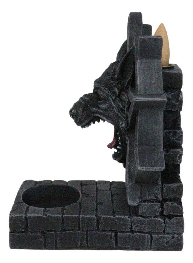 إيبروس جيفت حامل شموع على شكل ذئب ألفا مستذئب قوطي، مع مبخرة مخروطية الشكل، وحامل شموع على شكل عجلة خماسية، وموقد بخور متدفق عكسيًا، ومنحوتة ديكور خيالية على شكل ذئب مستذئب وذئب ضخم. - Image 4