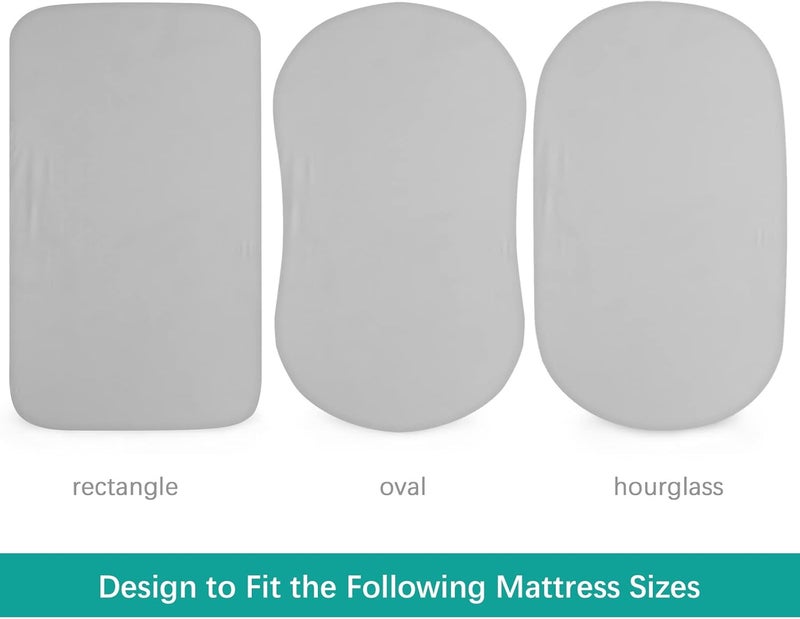 Biloban Waterproof Bassinet Sheets Fit for Halo, Dream on Me, Ingenuity, Fisher Price, Delta, Graco and Other Oval Bassinet Mattress, 2 Pack, Ultra Soft Microfiber Sheets, Grey & Navy - Image 4