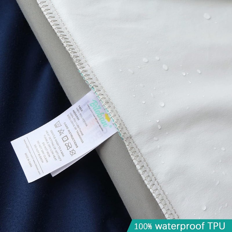 Biloban Waterproof Bassinet Sheets Fit for Halo, Dream on Me, Ingenuity, Fisher Price, Delta, Graco and Other Oval Bassinet Mattress, 2 Pack, Ultra Soft Microfiber Sheets, Grey & Navy - Image 2