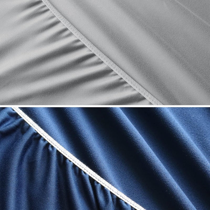 Biloban Waterproof Bassinet Sheets Fit for Halo, Dream on Me, Ingenuity, Fisher Price, Delta, Graco and Other Oval Bassinet Mattress, 2 Pack, Ultra Soft Microfiber Sheets, Grey & Navy - Image 3
