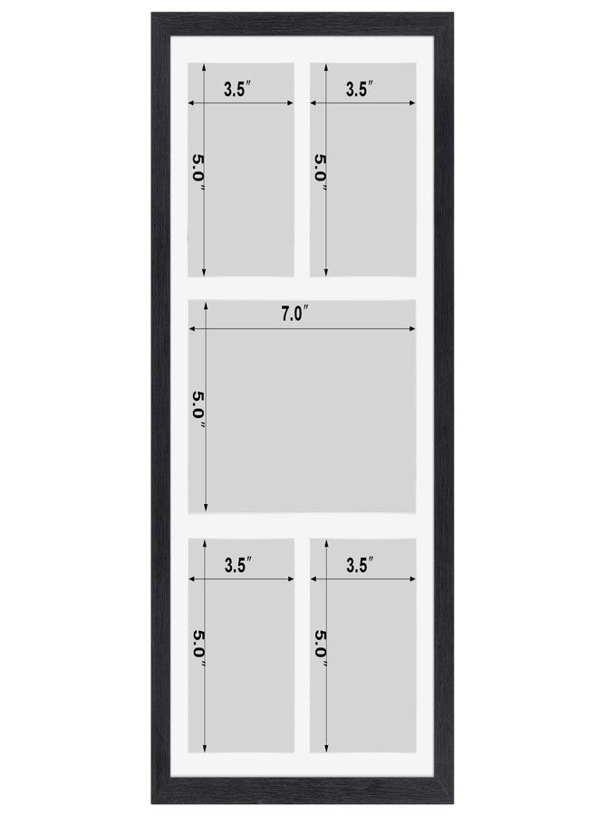 SPEPLA 5 Opening 3.5x5 Black Collage Picture Frames, Multiple Frames for Displaying 1 5x7 and 4 3.5x5 Photos with White Mat - Image 2