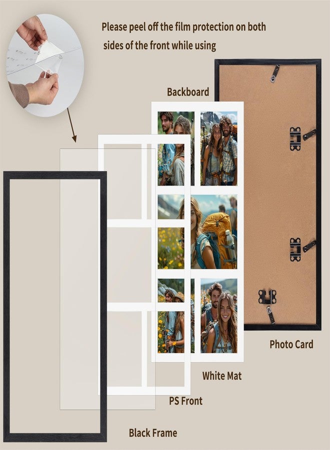 SPEPLA 5 Opening 3.5x5 Black Collage Picture Frames, Multiple Frames for Displaying 1 5x7 and 4 3.5x5 Photos with White Mat - Image 5