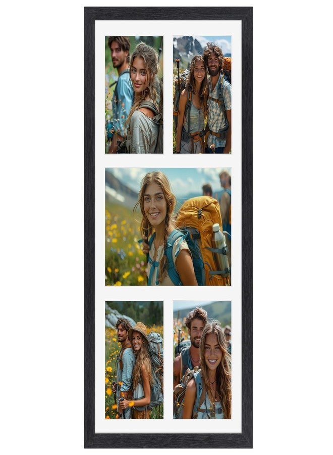 SPEPLA 5 Opening 3.5x5 Black Collage Picture Frames, Multiple Frames for Displaying 1 5x7 and 4 3.5x5 Photos with White Mat - Image 1