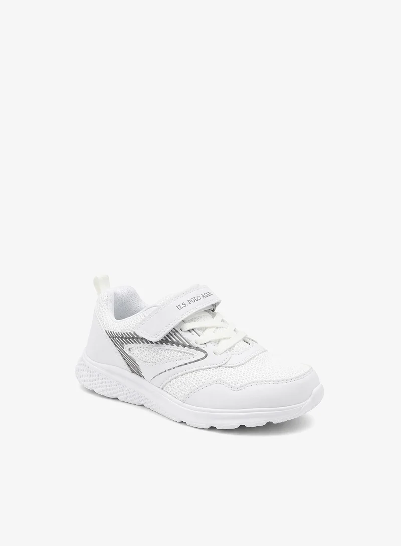 U.S. Polo Assn. Kids Sports Shoes White | Lightweight Breathable Mesh Sneakers with Hook & Loop Strap | Casual Walking Running Shoes for Boys & Girls