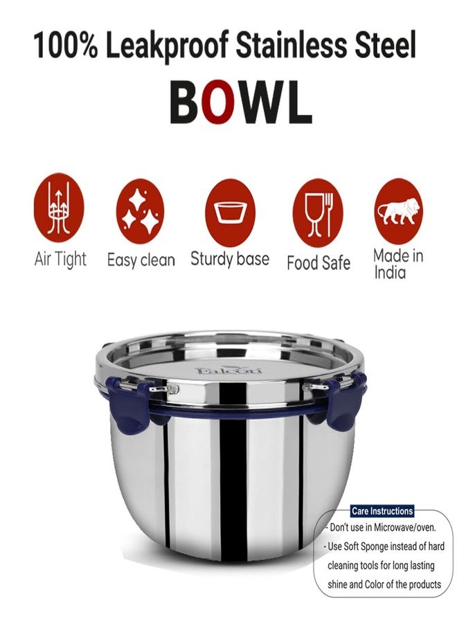 PDDFALCON Stainless Steel EcoNxt Bowl,100% Leakproof BIS Certified, Jindal Seal & Made in India Blue 1800ml and 2800ml (EcoNxt Small Bowl 1800ml) - Image 3