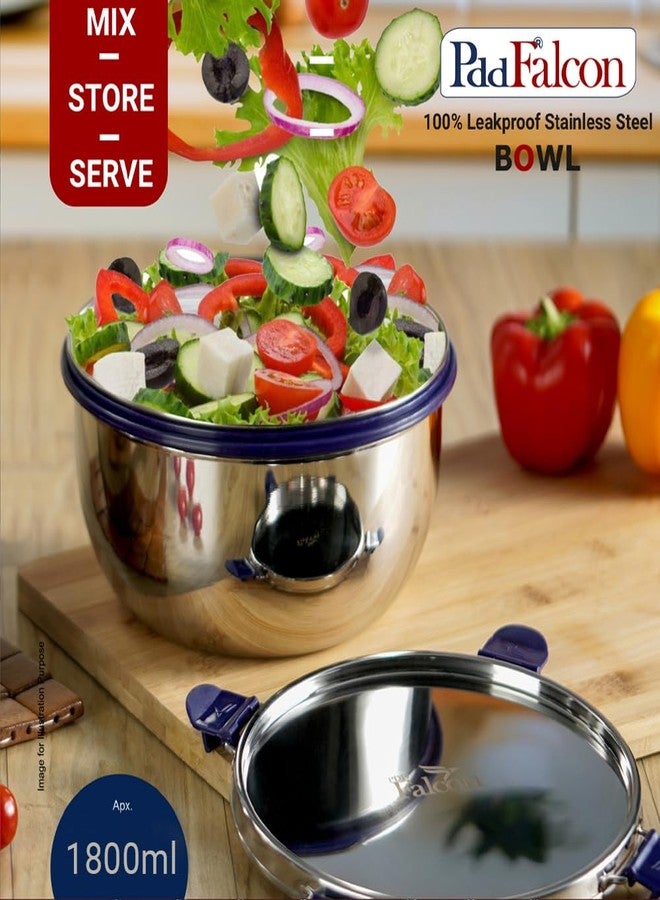 PDDFALCON Stainless Steel EcoNxt Bowl,100% Leakproof BIS Certified, Jindal Seal & Made in India Blue 1800ml and 2800ml (EcoNxt Small Bowl 1800ml) - Image 4