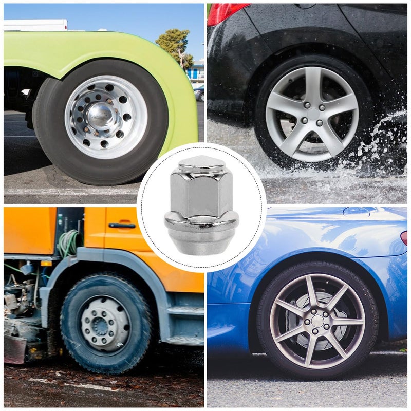 Solid Reinforced Metal Lug Nut Covers 14x1 5 Silver Compatible with Ford Edge Sports Cars - Image 4