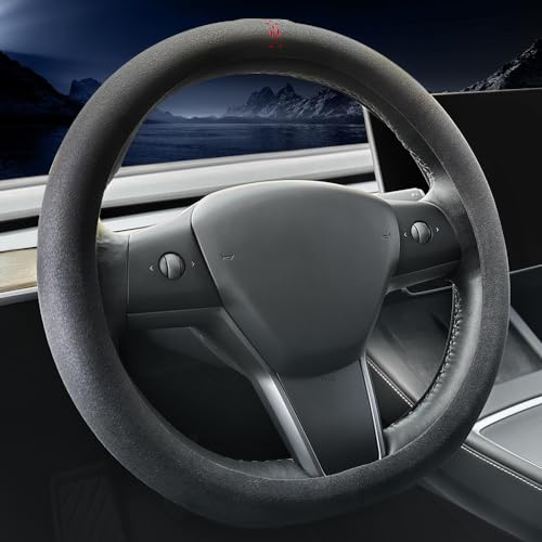 Carodi Suede car Steering Wheel Cover, Suitable for Tesla Model 3 /Model Y Steering Wheel Cover - Image 2