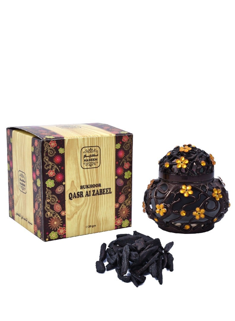Naseem Qasr Al Zabeel Bakhoor Incense Chips 20 gm - Premium Aromatic Blend with Floral, Woody & Fresh Notes for Home Fragrance, Relaxation & Meditation - Long-Lasting Aroma
