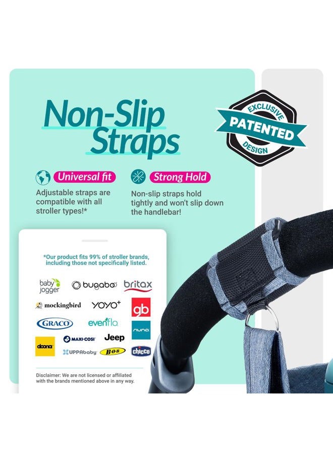 Swanoo Stroller Organizer Non Slip Straps Stroller Caddy With Cup Holder, Stroller Bag for Phone, Pet Stroller Accessories, Universal Fits Uppababby Vista v2 Wonderfold Wagon, Doona and More - Image 5