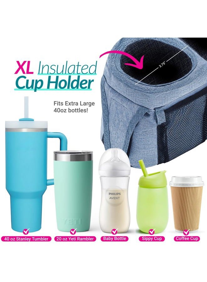 Swanoo Stroller Organizer Non Slip Straps Stroller Caddy With Cup Holder, Stroller Bag for Phone, Pet Stroller Accessories, Universal Fits Uppababby Vista v2 Wonderfold Wagon, Doona and More - Image 4