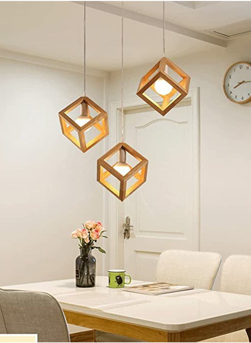 Best Power Triple hanging Industrial Cube Chandeliers Light Fixture - Gold Metal Ceiling Three Lamps  - Image 3
