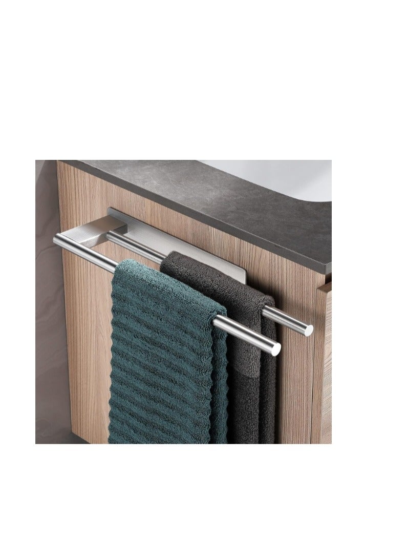 OASIS-TH Towel Rail No Drilling Double 304 Stainless Steel Towel Rail Two Arms Self-Adhesive Guest Towel Holder Wall Mounted for Bathroom Kitchen  - Image 2