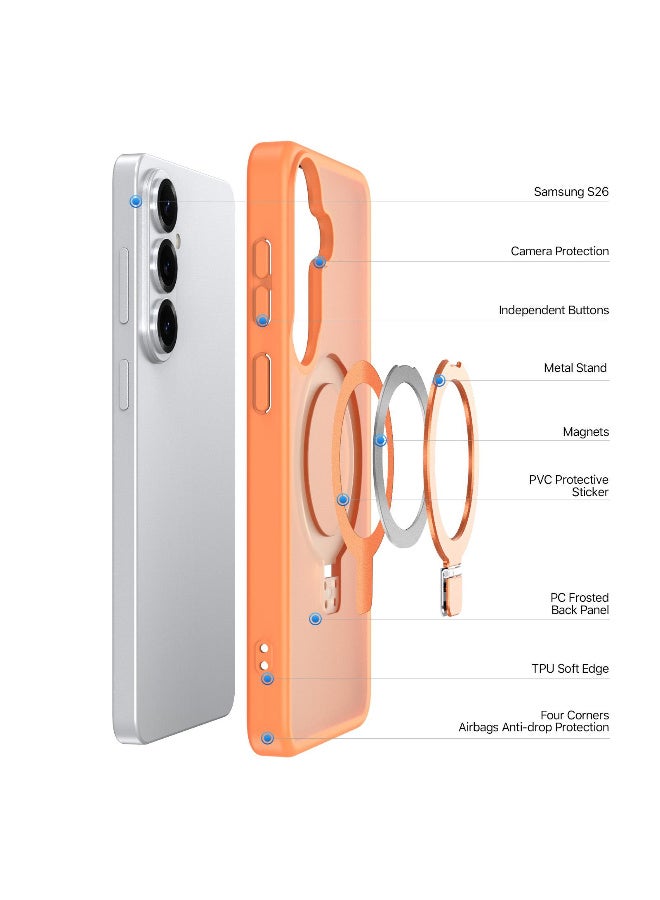 DUX DUCIS Yind Series MagSafe TPU Hybrid PC Phone Case with Stand For Samsung Galaxy S26 Ultra 5G (Orange) - Image 3