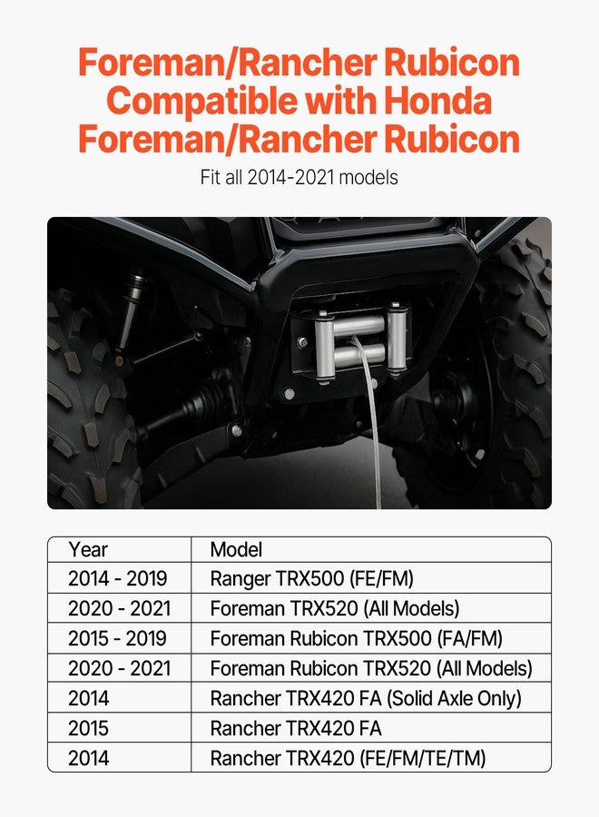VEVOR Winch Mount, Winch Capacity of 2000-3600 lbs, Trailer Hitch Winch Mount for Select Honda Foreman and Rancher Rubicon Models (2014-2021), 2 Mounting Hole Design, Powder Coated Steel, Black - Image 2