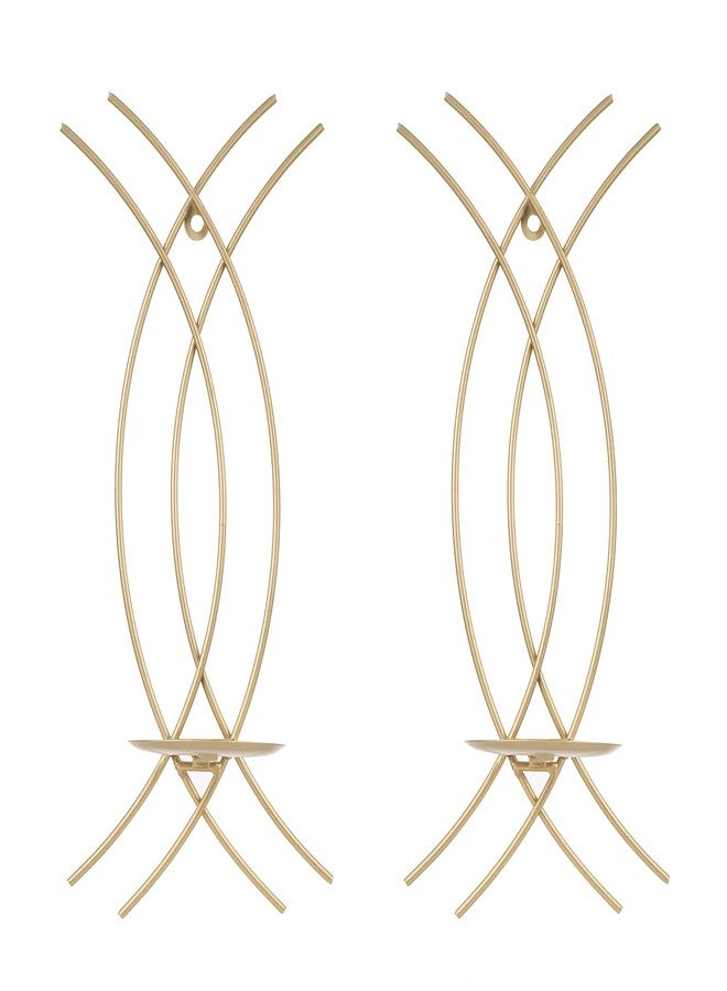 AimtoHome Gold Wall Sconce Set of 2, Metal Candle Holder, Modern Hanging Decoration for Living Room, Farmhouse,Wall Mounted Candelabra with Minimalist Lines,Gothic Antique Decor - Image 5