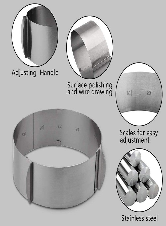 Cyimi Adjustable Cake Mould Stainless Steel Cake Mousse Ring 6 to 12 Inch, Thickened Cake Ring Mould Set of 2 for Baking,DIY Cake (Round+Square) - Image 5