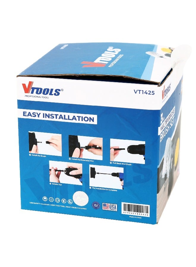 VTOOLS 3-Piece Multipurpose Drill Brush Attachment Set - Image 3