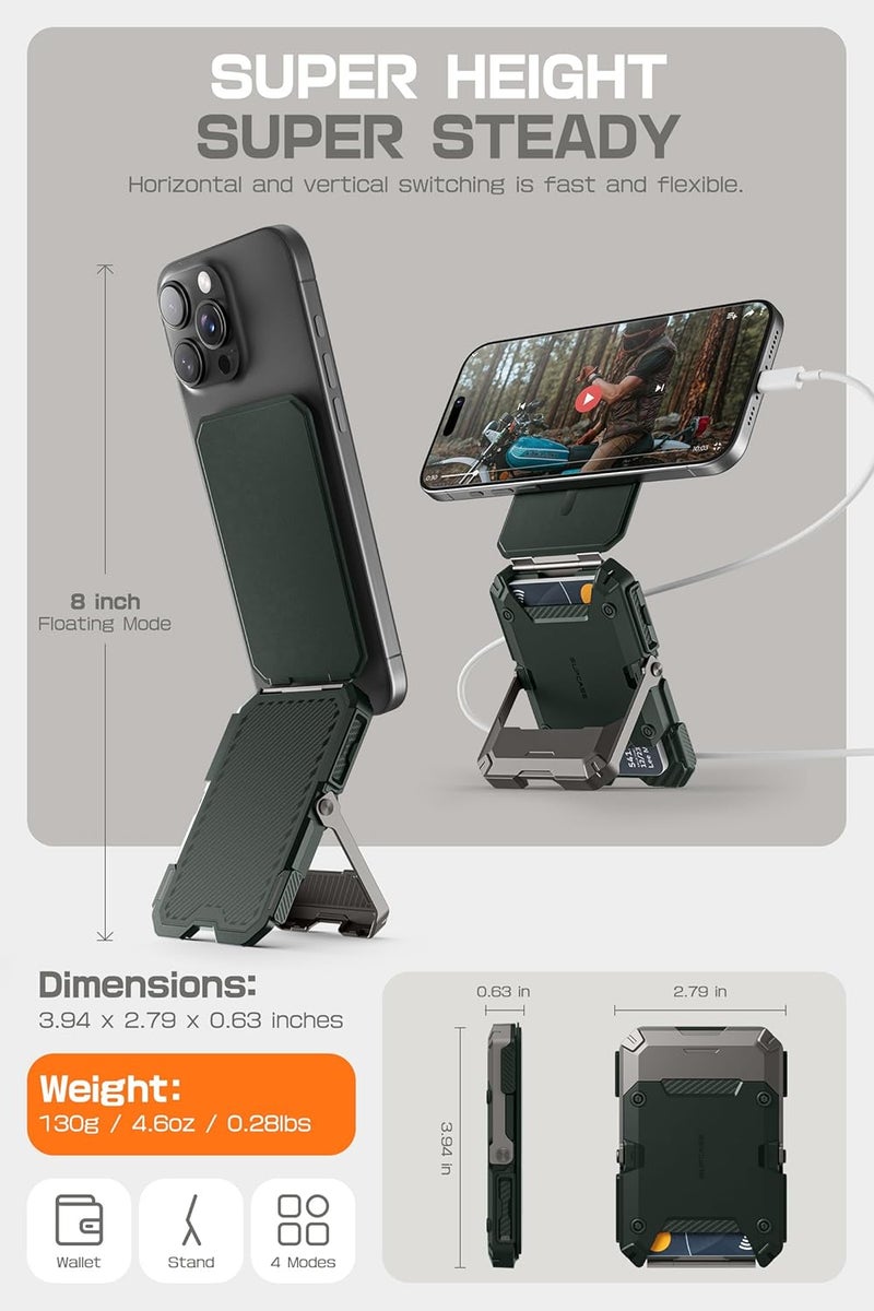 SupCase محفظة ماغسيف مع حامل، محفظة مغناطيسية للرجال، [تحمل 5 بطاقات] [حامل قابل للتعديل] [حماية RFID] حامل هاتف لحامل بطاقات الائتمان ثلاثي القوائم لهواتف آيفون 17/16/15/14/13/12، غولدان - Image 5
