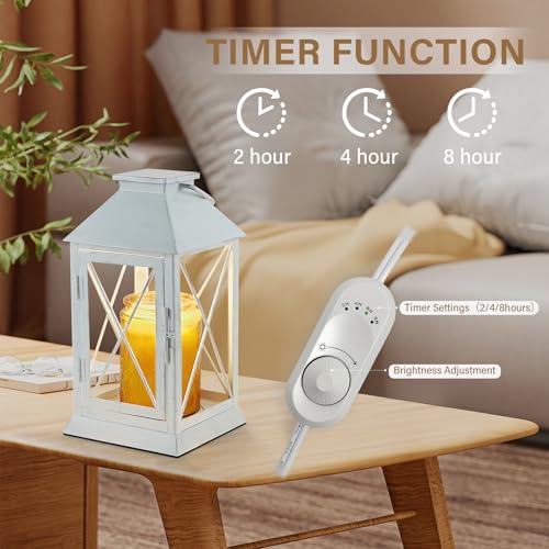 Aaffkaa Candle Warmer Lamp with Timer,Cande Warmer Lantern for Jar Candle,Dimmable Candle Lamp Warmer Farmhouse Heat Lamp with 2 Bulbs,Auto Shut Off & Adjustable Brightness-White - Image 2