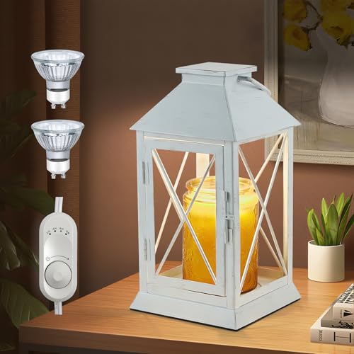 Aaffkaa Candle Warmer Lamp with Timer,Cande Warmer Lantern for Jar Candle,Dimmable Candle Lamp Warmer Farmhouse Heat Lamp with 2 Bulbs,Auto Shut Off & Adjustable Brightness-White - Image 1