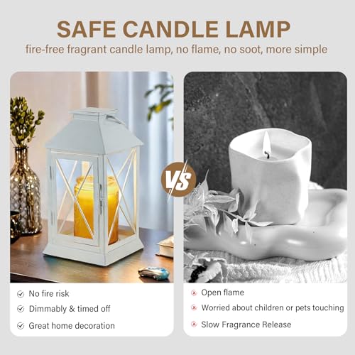 Aaffkaa Candle Warmer Lamp with Timer,Cande Warmer Lantern for Jar Candle,Dimmable Candle Lamp Warmer Farmhouse Heat Lamp with 2 Bulbs,Auto Shut Off & Adjustable Brightness-White - Image 4