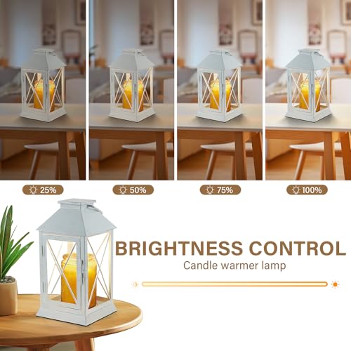 Aaffkaa Candle Warmer Lamp with Timer,Cande Warmer Lantern for Jar Candle,Dimmable Candle Lamp Warmer Farmhouse Heat Lamp with 2 Bulbs,Auto Shut Off & Adjustable Brightness-White - Image 3