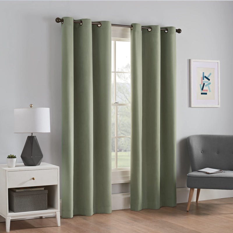 ECLIPSE Microfiber Total Privacy Blackout Thermal Grommet Window Curtain for Bedroom 1 Panel 42 x 84 Moss