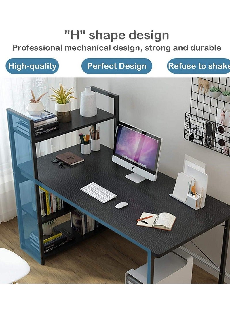إيه جي دي مكتب كمبيوتر مع ارفف تخزين وطاولة للدراسة والكتابة للمنزل والمكتب بنمط عصري بسيط، أسود - Image 2