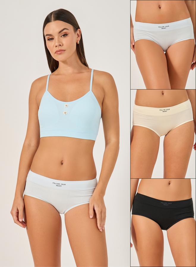 ستايلي ملابس داخلية نسائية  بثلاث قطع بتفاصيل مطبوعة على الخصر - Image 1