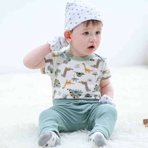 Ruliby Baby Boy Bodysuit and Pant Sets Ribbed Romper Soft Newborn Clothes Outfits Layette Gift Set 0-3 Month - Image 5