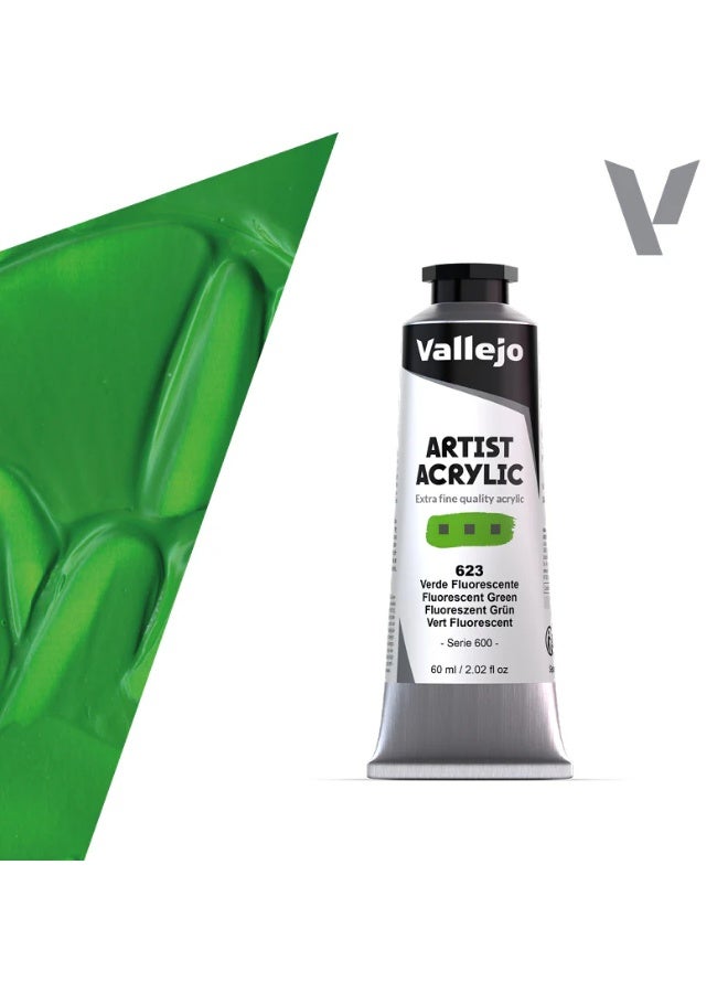 فاليجو ألوان أكريليك فنية ٦٠ مل - أخضر فلوري #٦٢٣ | طلاء أكريليك فائق النعومة