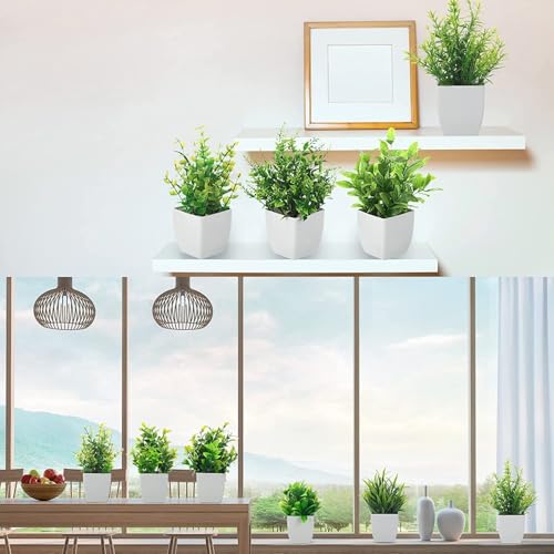 Dekorly Artificial Potted Plants, Artificial Plastic Eucalyptus Plants Small Indoor Potted Houseplants, Small Faux Plants for Home Decor Bathroom Office Farmhouse (Set 0F 16) - Image 3