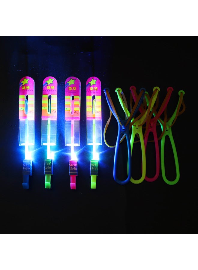 Glowing Bamboo Dragonfly Stall Toy Night Market Rocket Flashing Slingshot Arrow Glowing Toy Fun Play For Kids-Color:Meng Special Small Flying Arrow Blue Lamp (High Temperature Resistant)  - Image 1