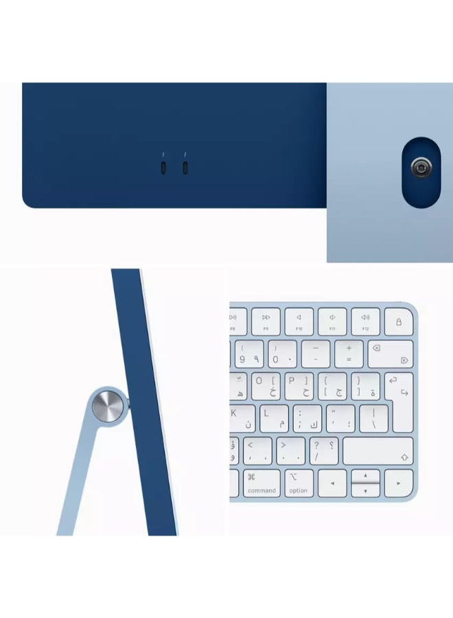 ابل  جهاز iMac مقاس 24 بوصة بشاشة Retina 4.5K: شريحة Apple M3 مع وحدة معالجة مركزية 8 أنوية ووحدة معالجة رسومات 10 أنوية ومحرك أقراص SSD سعة 256 جيجابايت/رسومات مدمجة باللغة الإنجليزية/العربية باللون الأزرق - Image 3
