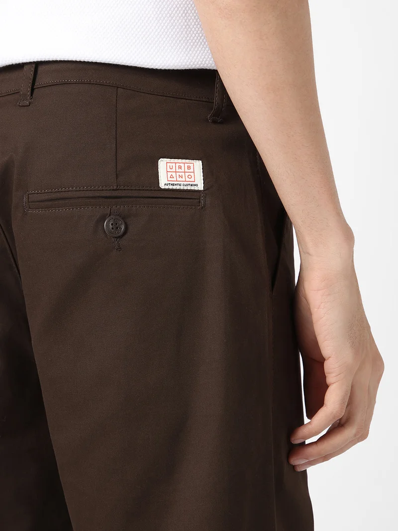 Urbano Fashion  Urbano Fashion Men's Chocolate Brown Cotton Regular Fit Casual Chinos Trousers Stretch for Men | Best Price UAE