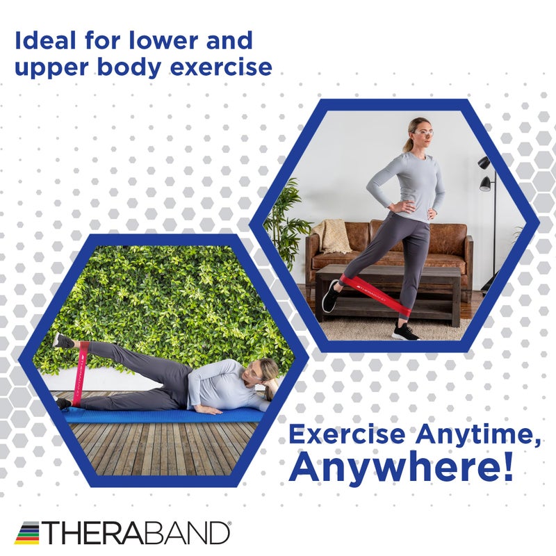 TheraBand مجموعة حلقات مقاومة THERABAND، عبوة من 4، مجموعة حلقات بطول 12 بوصة لتمارين الساقين والأرداف، للمستويات من المبتدئين إلى المتقدمين للتمارين، إعادة التأهيل، العلاج الطبيعي، التمدد، وتدريب القوة - Image 5