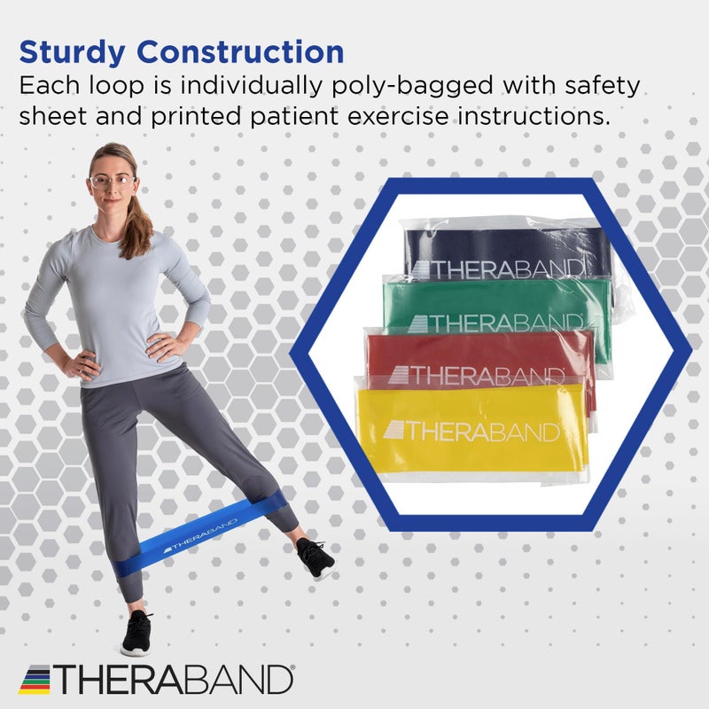 TheraBand مجموعة حلقات مقاومة THERABAND، عبوة من 4، مجموعة حلقات بطول 12 بوصة لتمارين الساقين والأرداف، للمستويات من المبتدئين إلى المتقدمين للتمارين، إعادة التأهيل، العلاج الطبيعي، التمدد، وتدريب القوة - Image 4