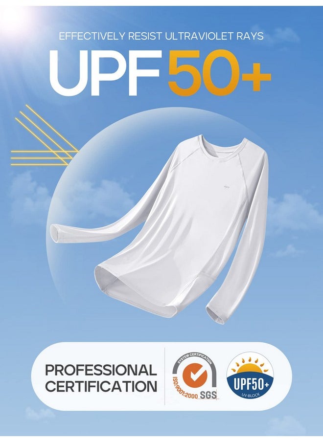 IUGA Rash Guard For Women Upf 50+ Spf Uv Protection Long Sleeve Workout Tops With Pockets Dry Fit Hiking Swim Shirt White  - Image 3