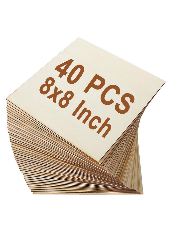 Acrux7 40 Pieces 8X8 Inch Wood Squares Unfinished Balsa Plywood Wood Sheets 1/8 Inch Thick Blank Wood Square For Crafts Paintings Scrabble Tiles Mini House Building Coaster Engraving Home Decoration - Image 1